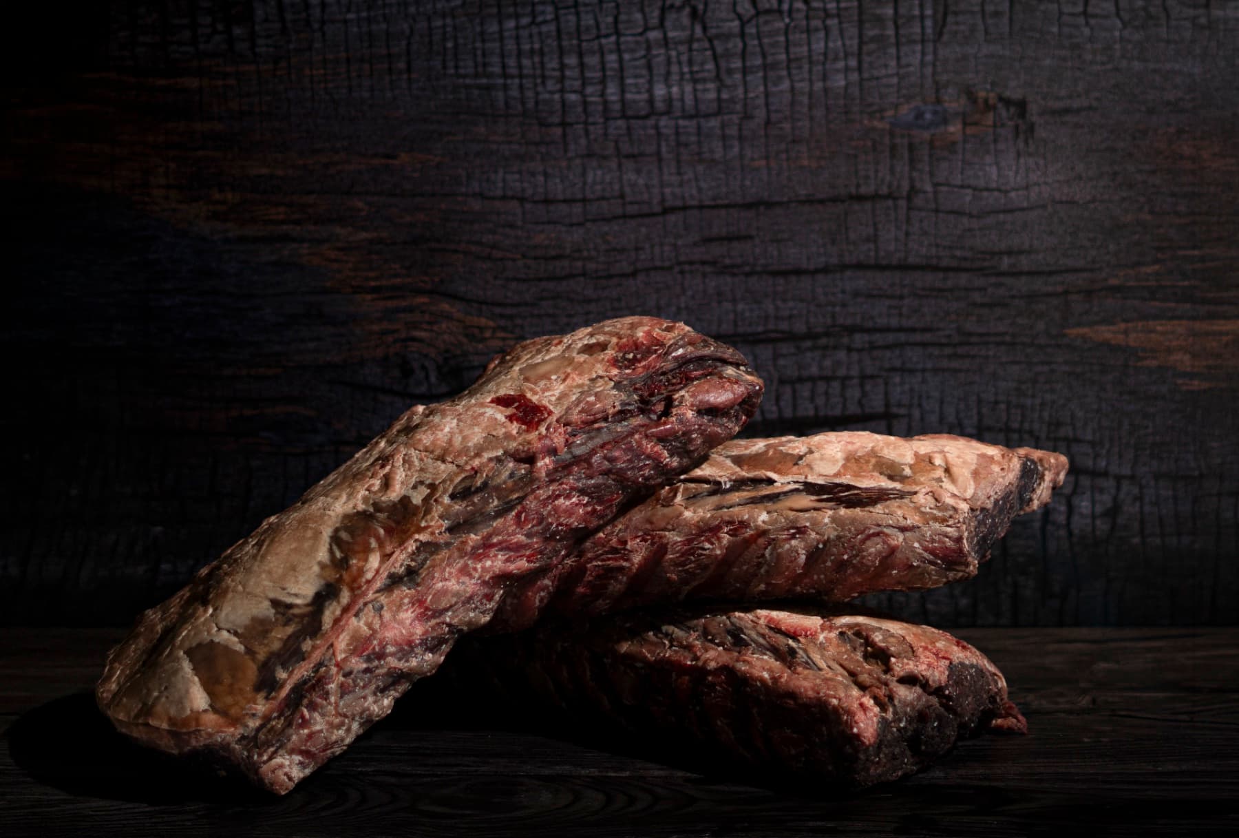 45-day dry-aged beef on charred wood